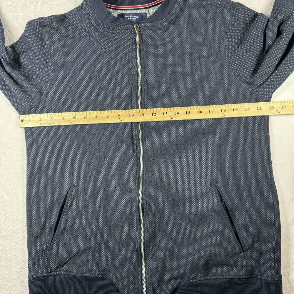Britches Sport By Wanted Jacket Mens L Bomber Birdseye Full Zip Long Sleeve Blue